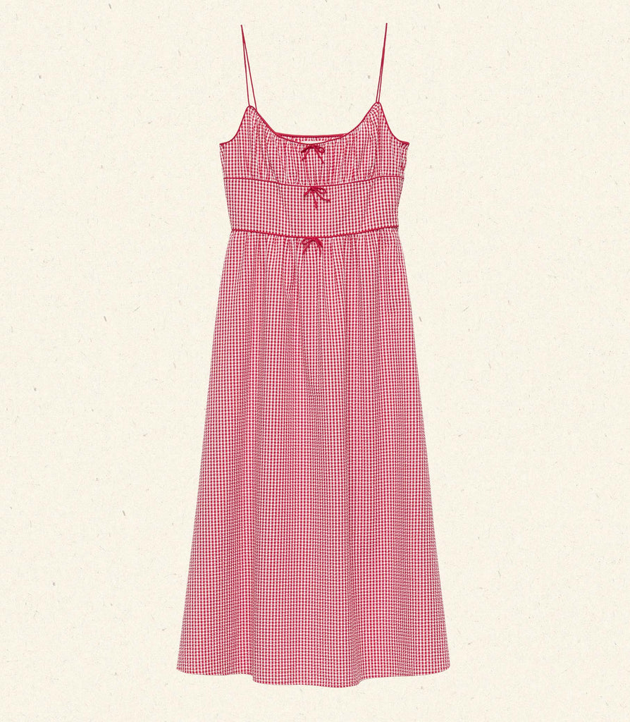 BELLINE DRESS -- ROUGE LA MADDALENA GINGHAM