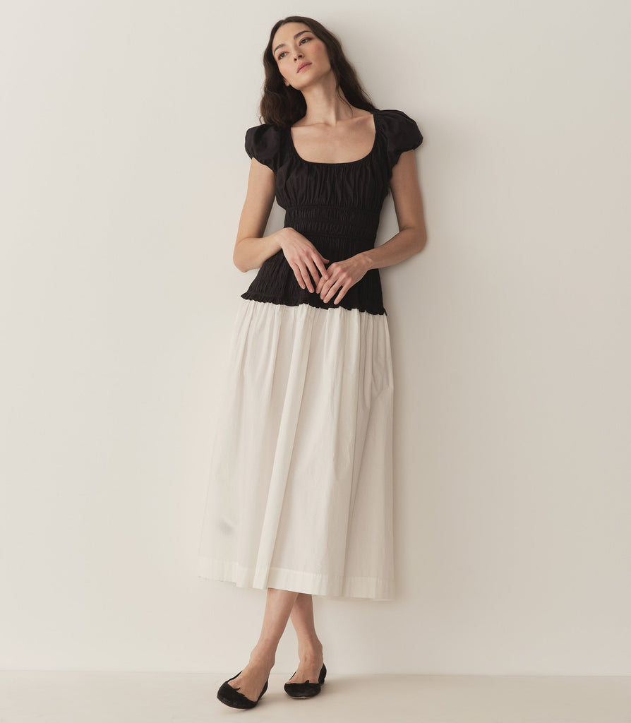 ENYA DRESS -- BLACK AND SALT