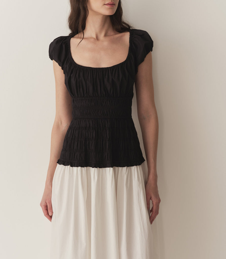 ENYA DRESS -- BLACK AND SALT